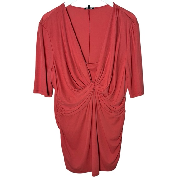Lafayette 148 Twist Wrap‎ Front Silk Blouse Salmon Pink Size XXL - Picture 1 of 9